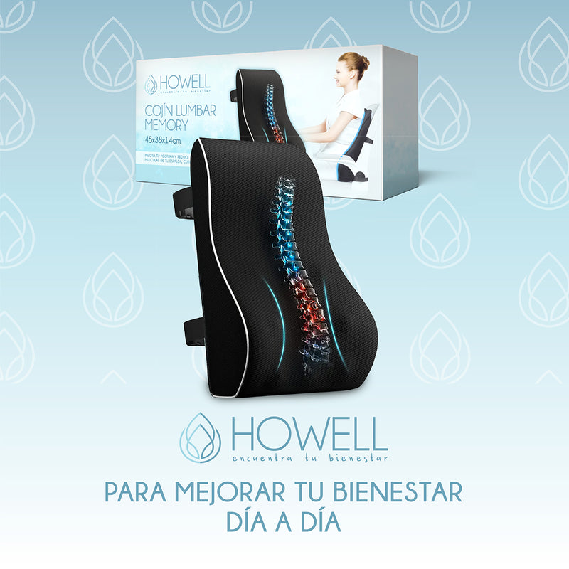 Cojin Lumbar Ortopedico 3D Mesh Howell Espalda Memory Visco Soporte Dorsal