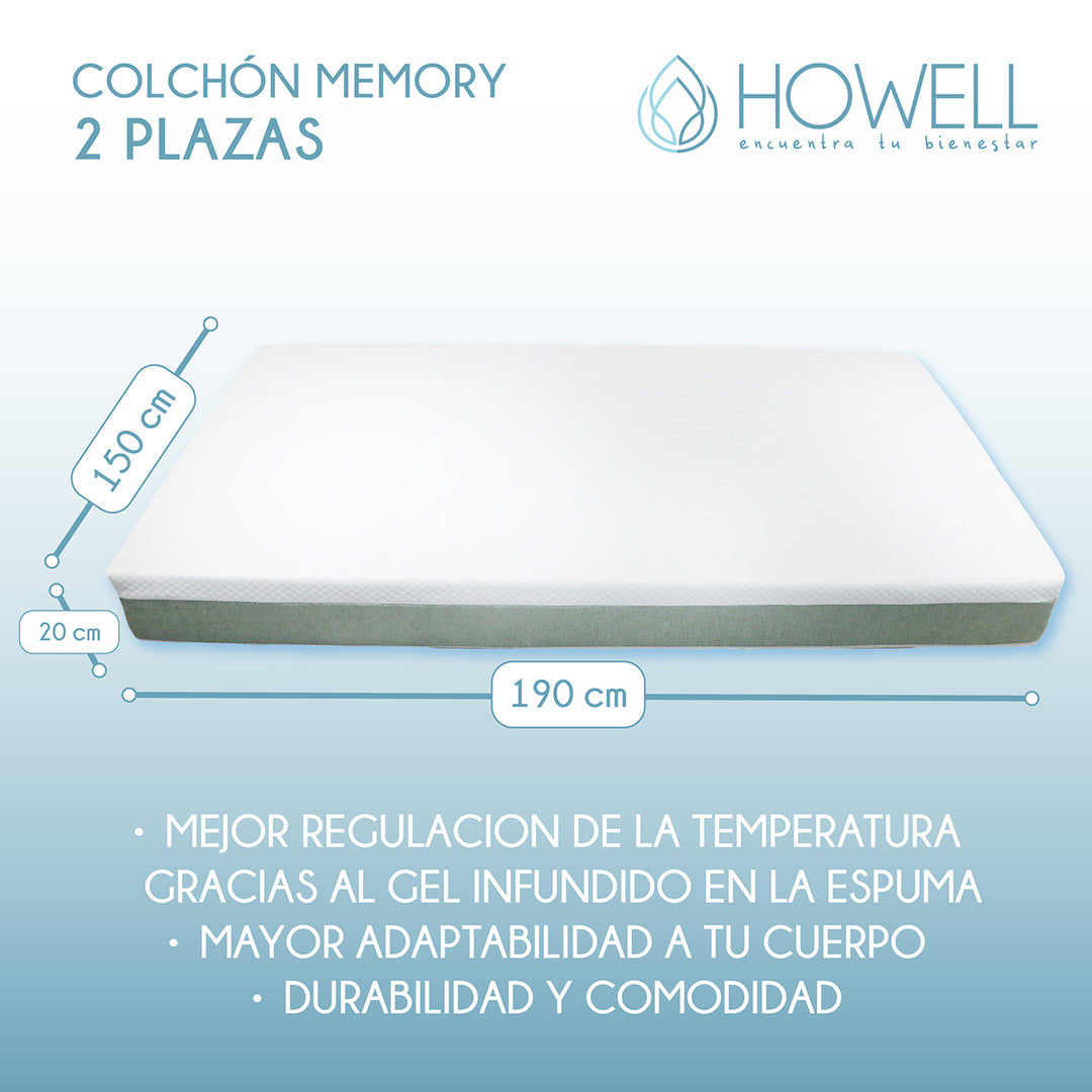 Colchon Memory Foam Espuma Visco 20cm Howell Soft Dreams Plazas