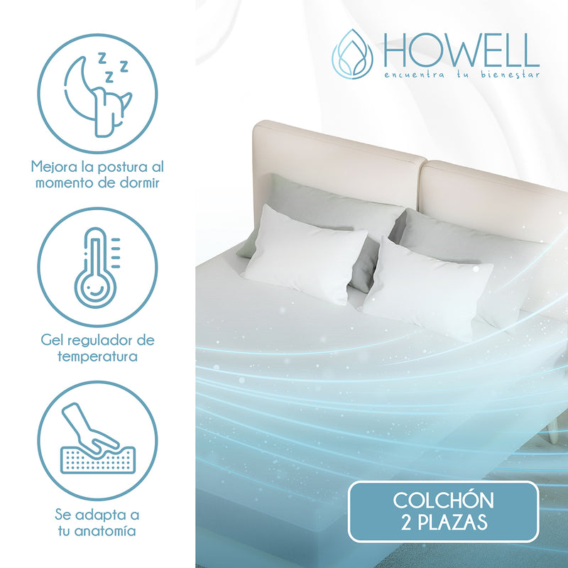 Colchon Memory Foam Espuma Viscoelastica 20cm Howell Soft Dreams 2 Plazas Con Memoria