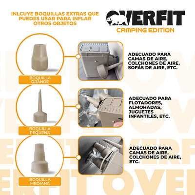 Colchón Inflable Electrico 2 Plazas Overfit Bomba Portatil