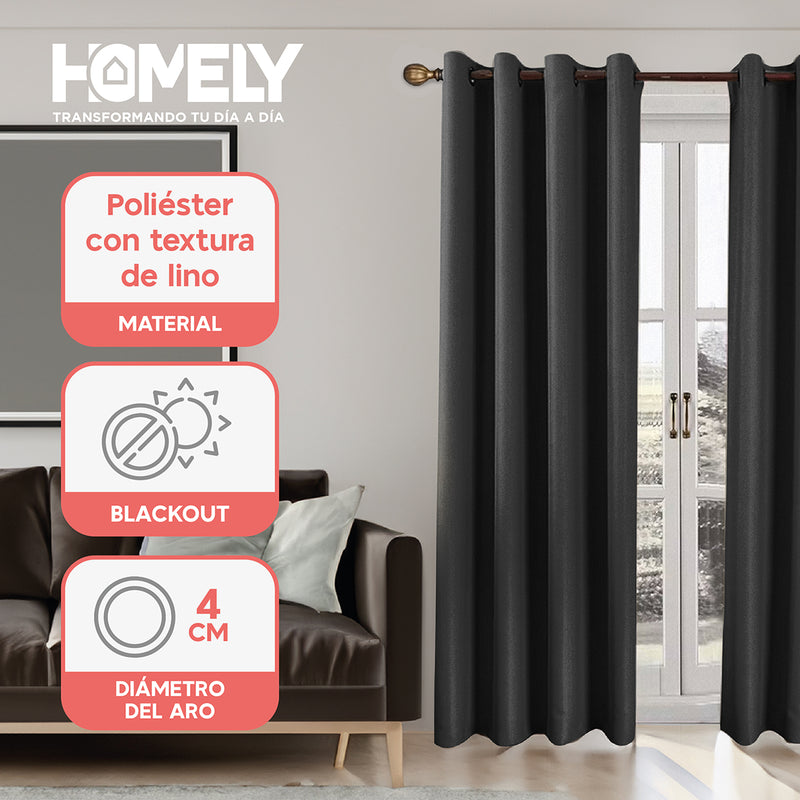 Cortinas 100% Blackout Termica 2x140x220 Homely