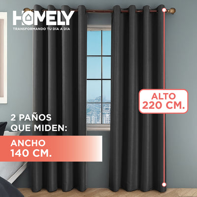 Cortinas 100% Blackout Termica 2x140x220 Homely