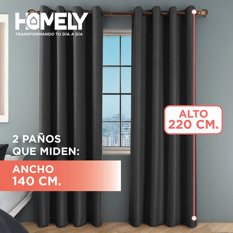 Cortinas 100% Blackout Termica 2x140x220 Homely