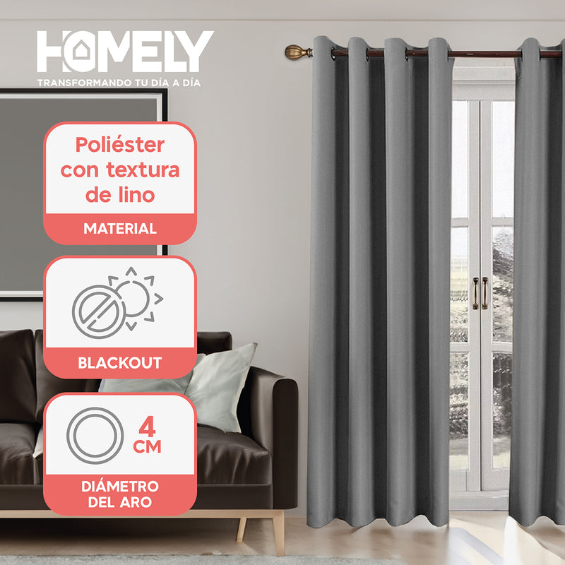 Cortinas 100% Blackout Termica Homely 2x140x220