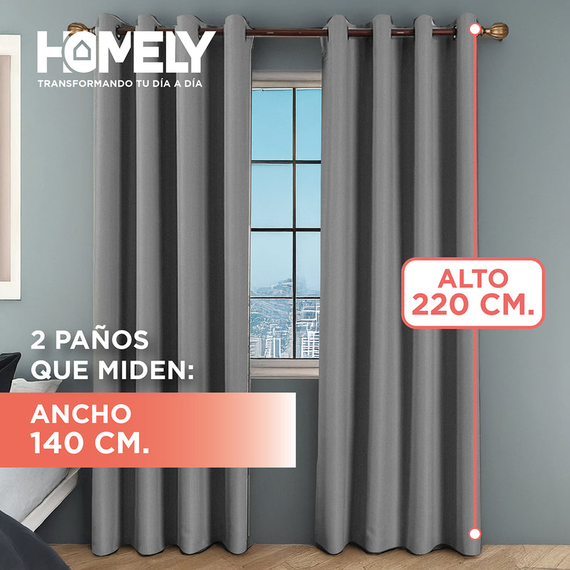 Cortinas 100% Blackout Termica Homely 2x140x220