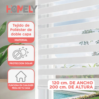 Cortinas Roller Duo 100% Dia y Noche Zebra 120x200cm Homely