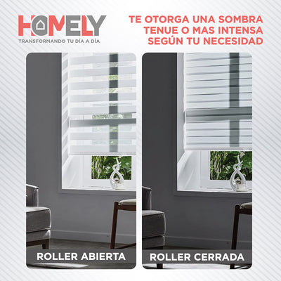 Cortinas Roller Duo 100% Dia y Noche Zebra 120x200cm Homely