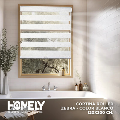 Cortinas Roller Duo 100% Dia y Noche Zebra 120x200cm Homely