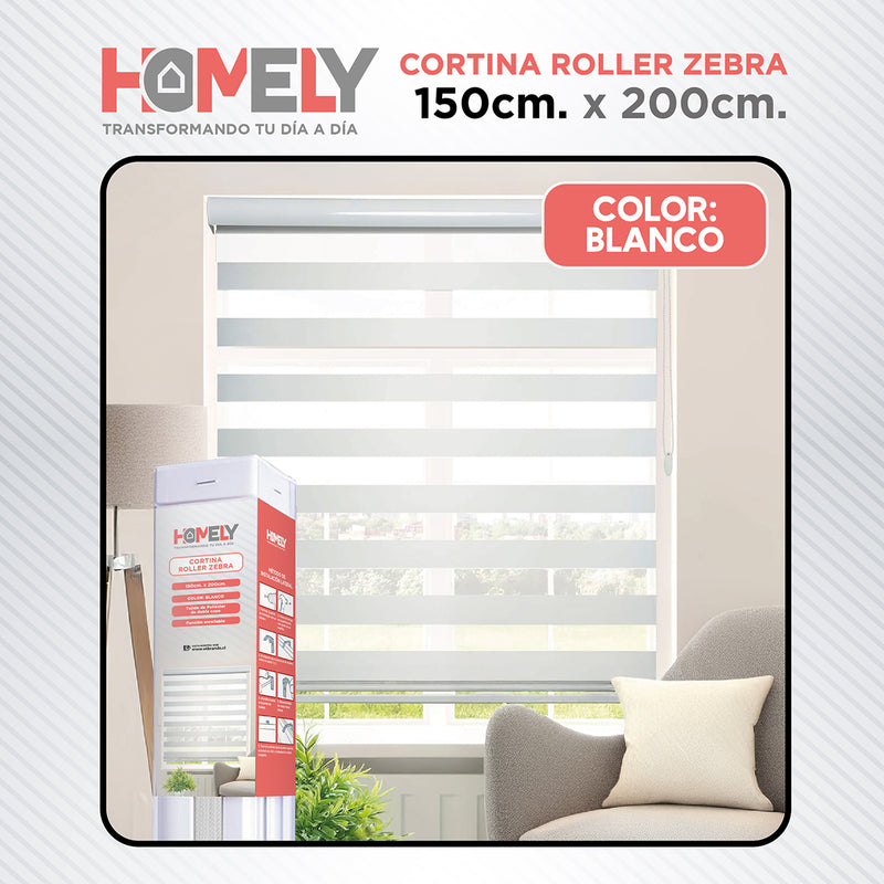 Cortinas Roller Duo 100% Dia y Noche Zebra 150x200cm Homely