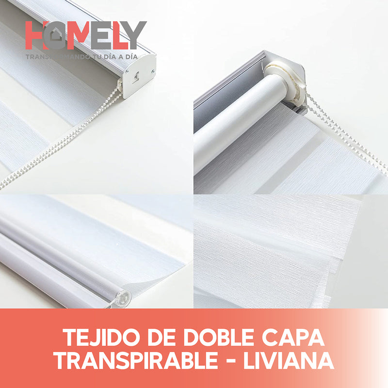 Cortinas Roller Duo 100% Dia y Noche Zebra 150x200cm Homely
