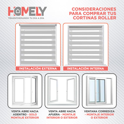 Cortinas Roller Duo 100% Dia y Noche Zebra 150x200cm Homely