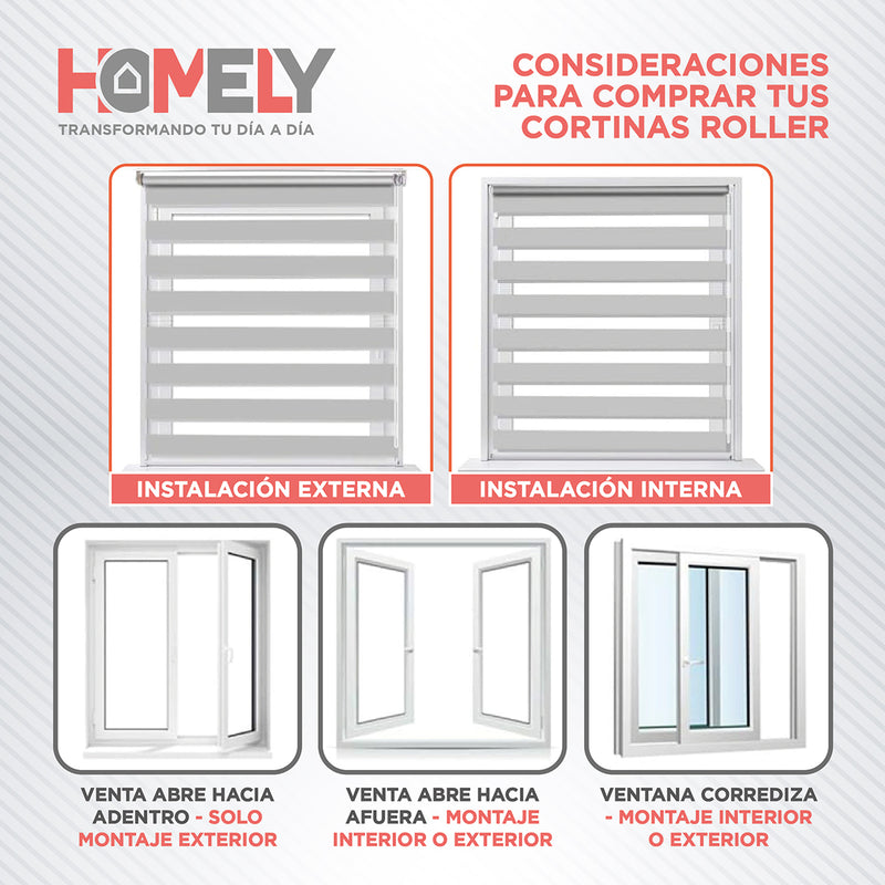 Cortinas Roller Duo 100% Dia y Noche Zebra 150x200cm Homely