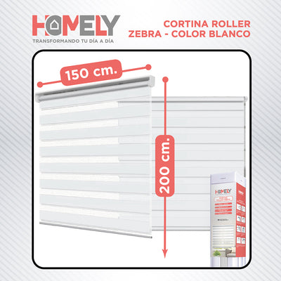 Cortinas Roller Duo 100% Dia y Noche Zebra 150x200cm Homely