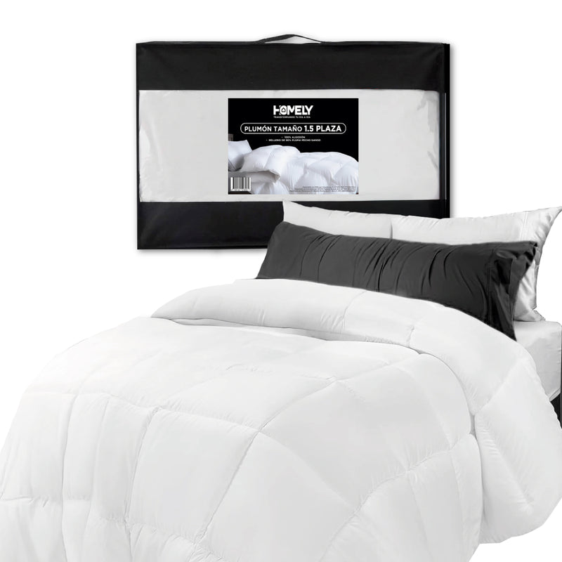 Cubrecama Cobertor 1.5 Plazas 90% Pluma Pecho Ganso Homely