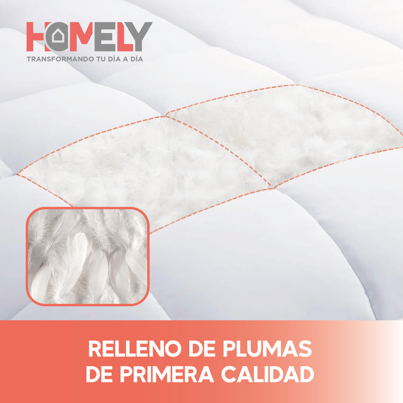 Cubrecama Cobertor 1.5 Plazas 90% Pluma Pecho Ganso Homely