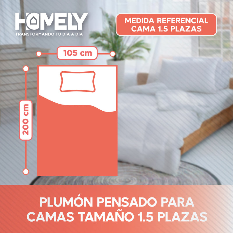 Cubrecama Cobertor 1.5 Plazas 90% Pluma Pecho Ganso Homely