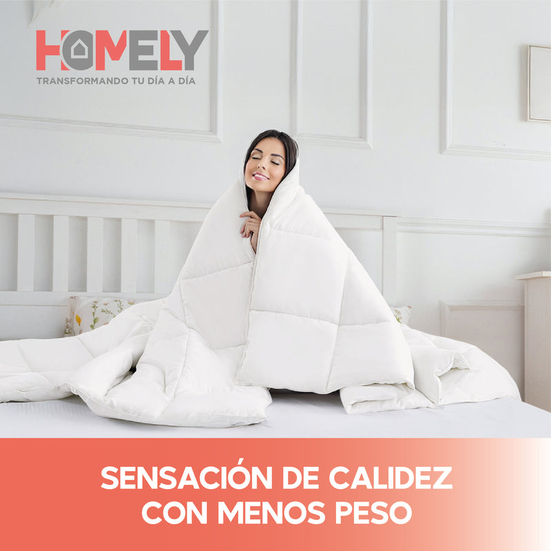 Cubrecama Cobertor 1.5 Plazas 90% Pluma Pecho Ganso Homely