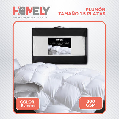 Cubrecama Cobertor 1.5 Plazas 90% Pluma Pecho Ganso Homely