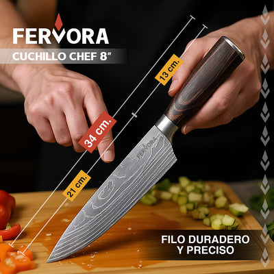 Cuchillo Chef 21 Cm Fervora Profesional  Cocina 8" Acero Inoxidable 3CR13