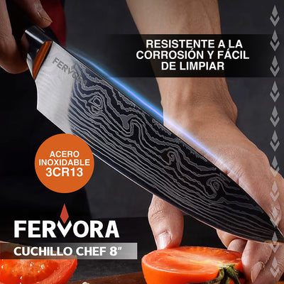 Cuchillo Chef 21 Cm Fervora Profesional  Cocina 8" Acero Inoxidable 3CR13
