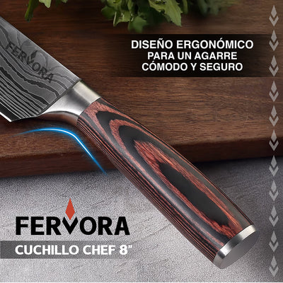 Cuchillo Chef 21 Cm Fervora Profesional  Cocina 8" Acero Inoxidable 3CR13
