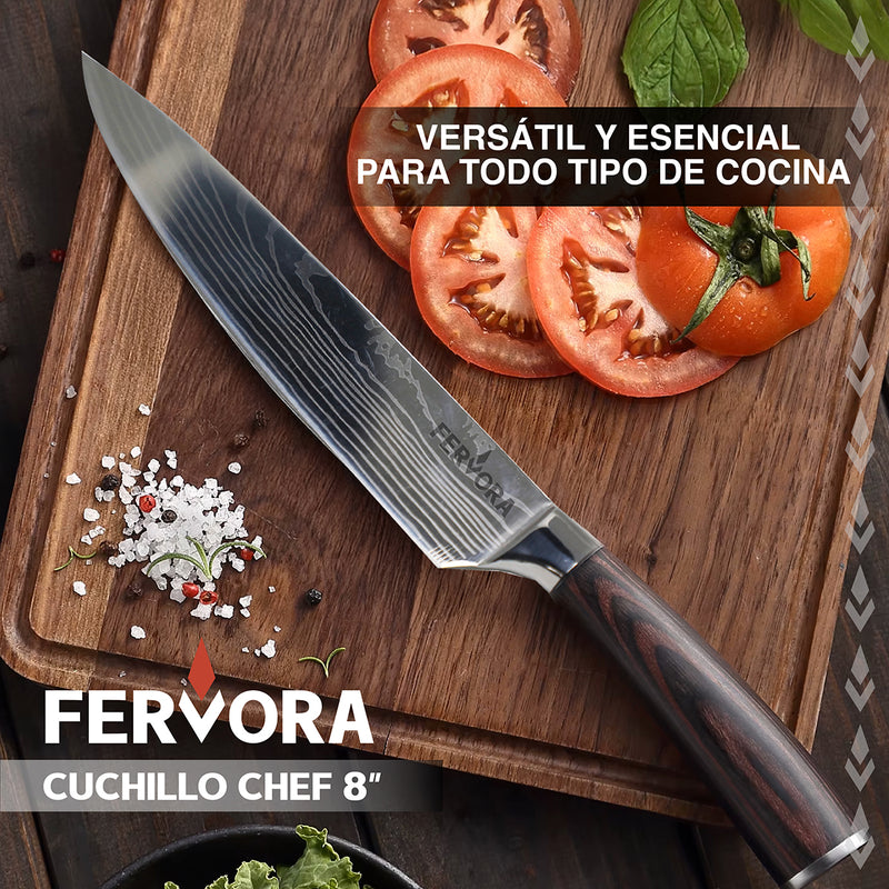 Cuchillo Chef 21 Cm Fervora Profesional  Cocina 8" Acero Inoxidable 3CR13