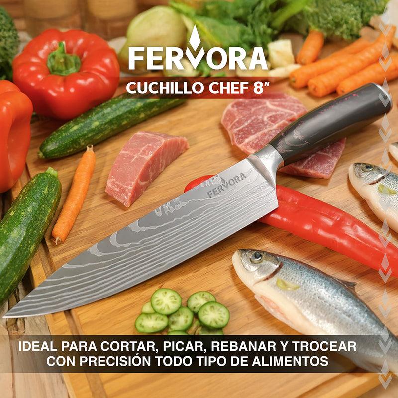 Cuchillo Chef 21 Cm Fervora Profesional  Cocina 8" Acero Inoxidable 3CR13