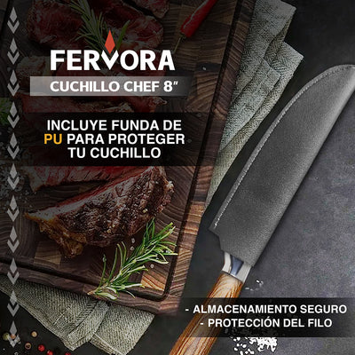 Cuchillo Chef 21 Cm Fervora Profesional  Cocina 8" Acero Inoxidable 3CR13