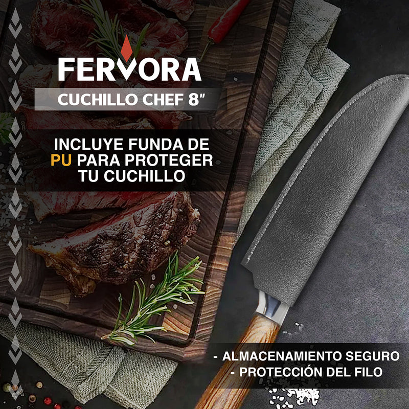 Cuchillo Chef 21 Cm Fervora Profesional  Cocina 8" Acero Inoxidable 3CR13