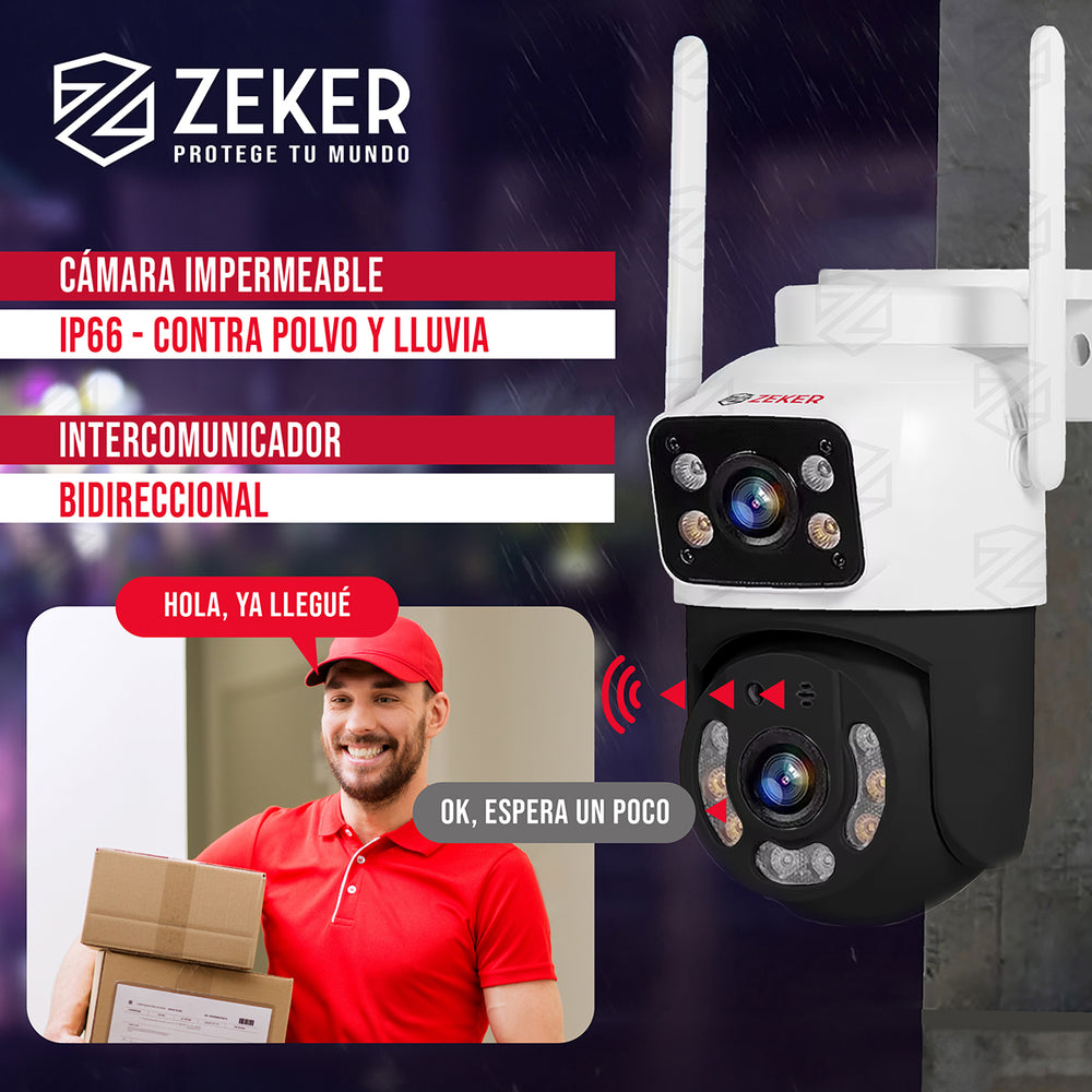 Camara De Seguridad 5G Zeker Doble 4MP Exterior Impermeable