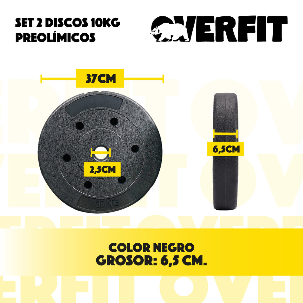 Par Discos Preolimpicos 10Kg Overfit PVC Set 2 Pesas Barra