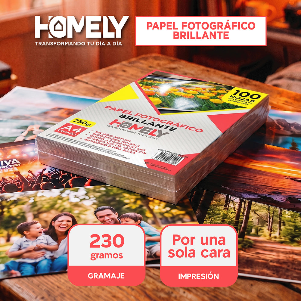 Papel fográfico brillante 100 hojas A4 230 g