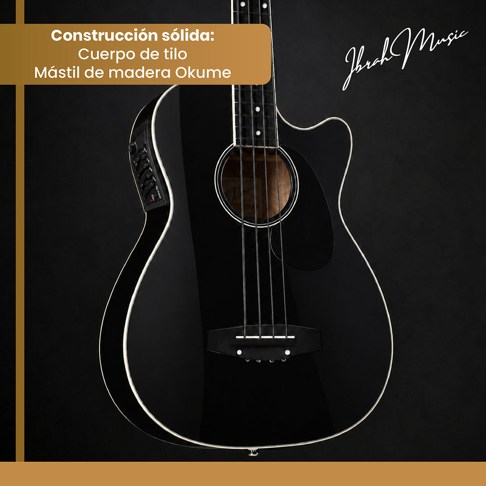Bajo Electroacustico Ibrah Music 43" Negro Con Funda De Transporte Y Pack Accesesorios - Default Title