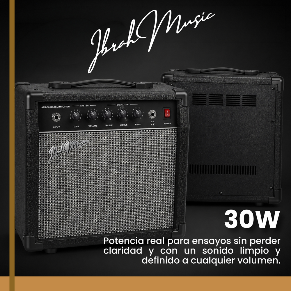 Amplificador de Bajo 30W Ibrah Music ATB-30 - infografia