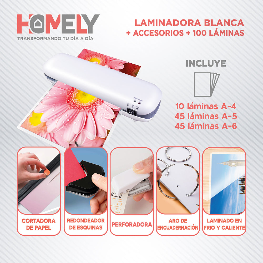 Termolaminadora Plastificadora Homely + Accesorios + Laminas