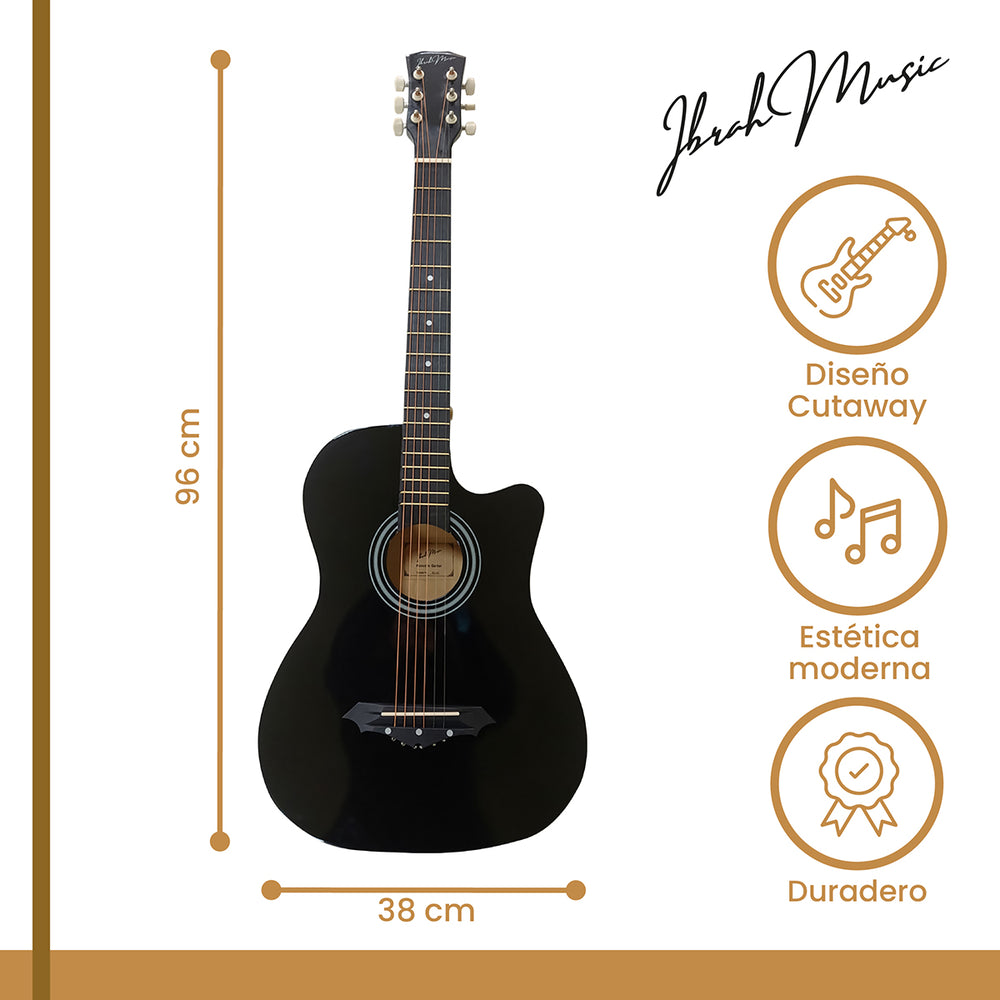Guitarra Acustica Cutaway Ibrah Music 38 plgds + accesorios