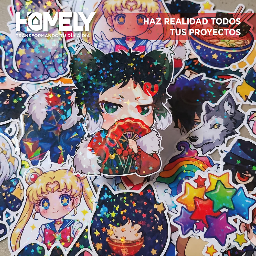 Papel Laminado Frio Holografico Adhesivo A4 Homely 18 Hojas Blanco