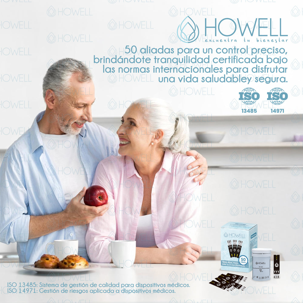Pack 50 Tiras Reactivas Glucometro Howell BS-602
