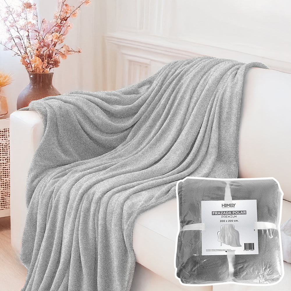 Frazada Polar Termica King Homely Manta 200x200cm Gris