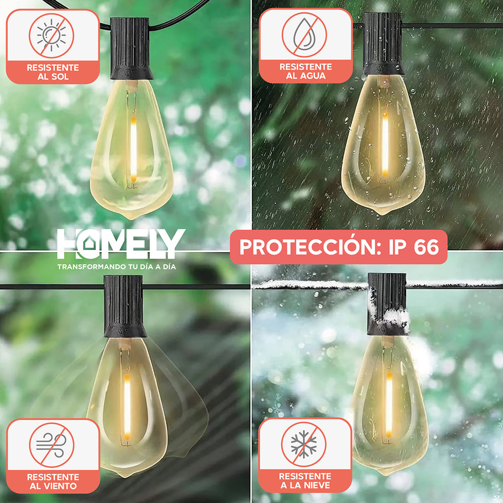 Guirnalda Terraza Ext 10 Metros Ampolleta Impermeable Homely