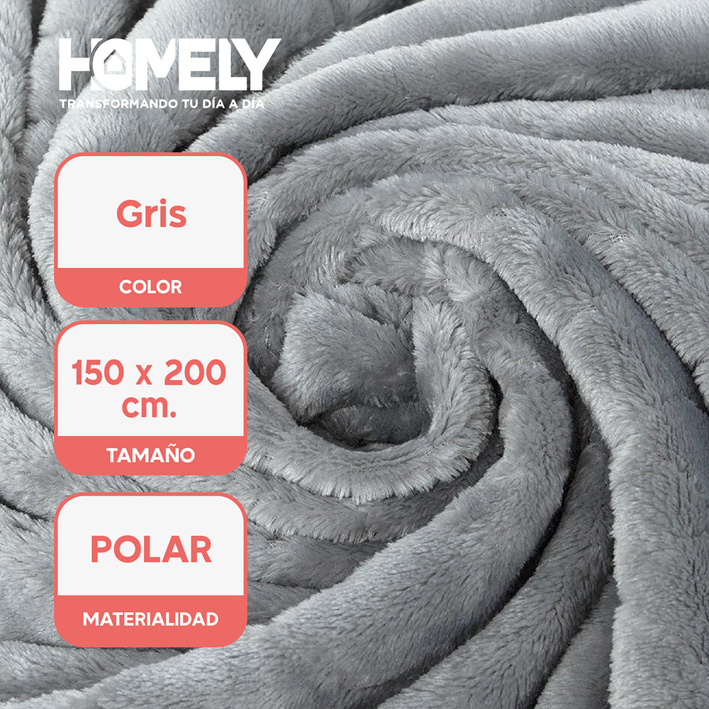 Frazada Polar Termica 2 Plazas Homely Manta 150x200cm Gris