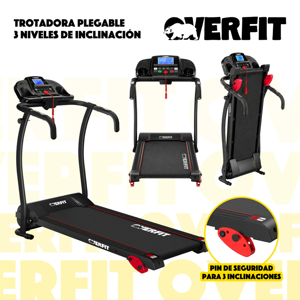 Trotadora 1 Hp Overfit Plegable 12Km 3 niveles Inclinacion