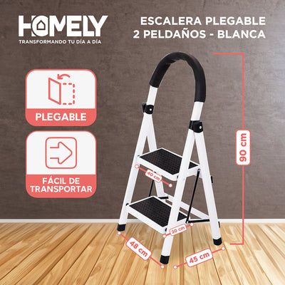 Escalera Plegable De Acero 2 Peldaños Homely Piso Escalera