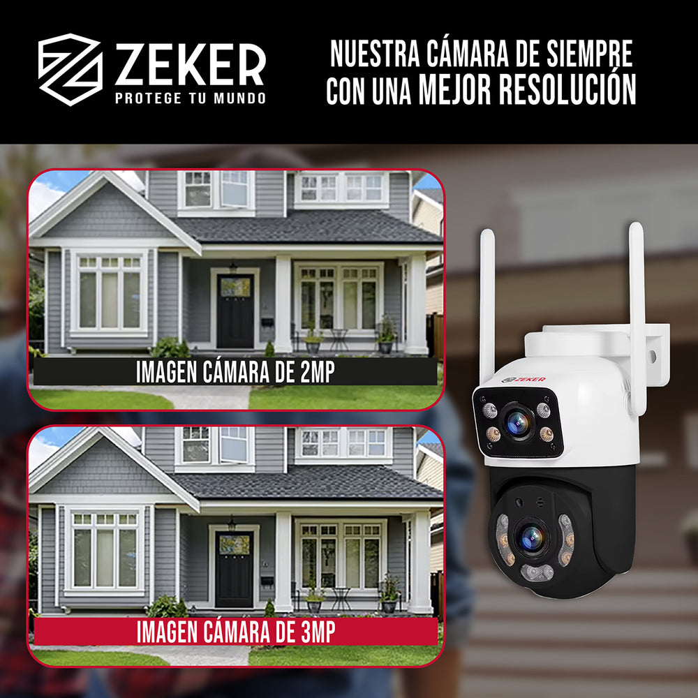 Pack X2 Camara De Seguridad 2.4g Zeker Doble 3mp Impermeable