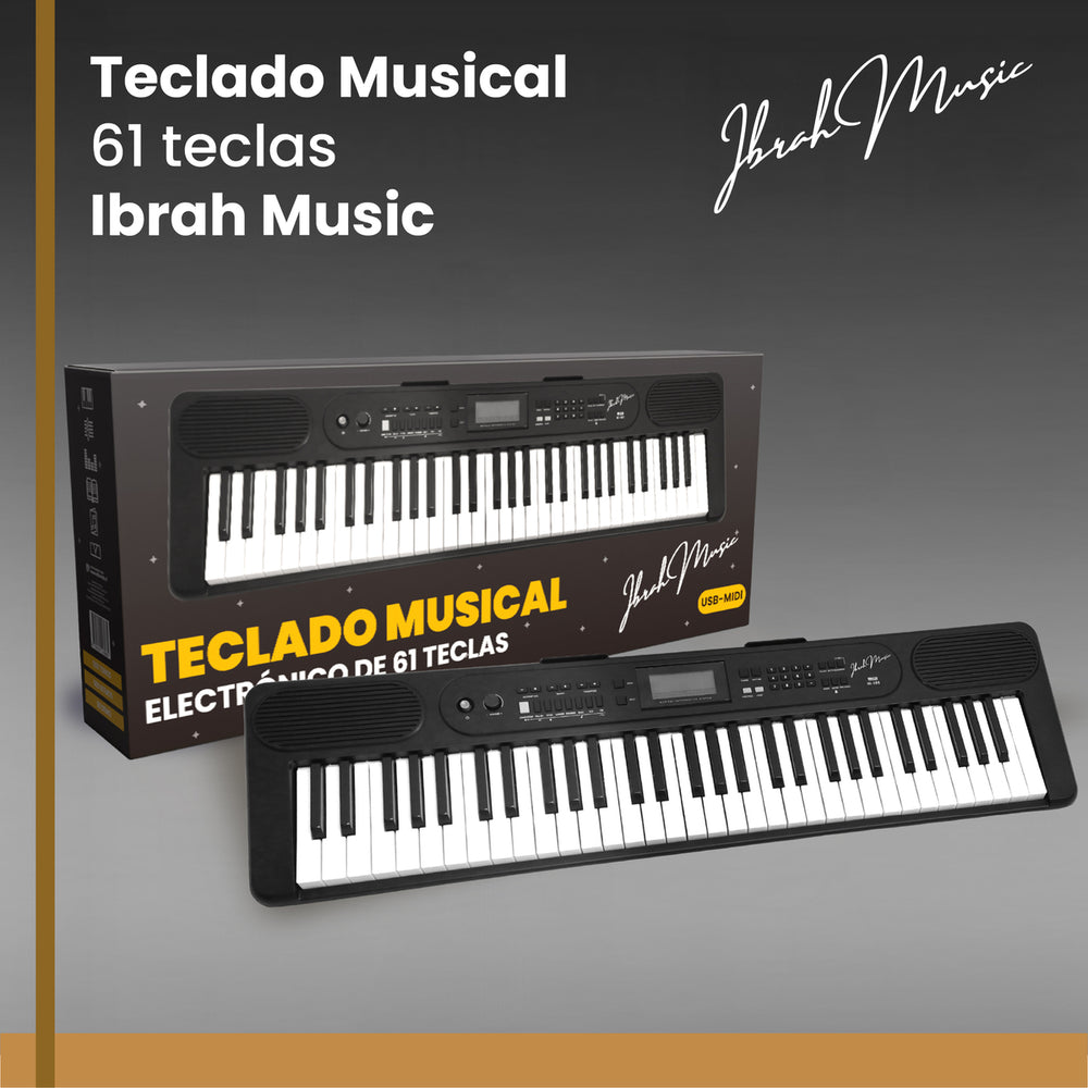Teclado Musical 61 Teclas Ibrah Music Piano Con Midi Sustain