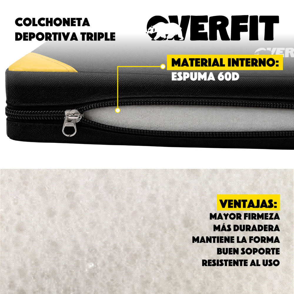Colchoneta Deportiva Triple Overfit Ejercicios Plegable