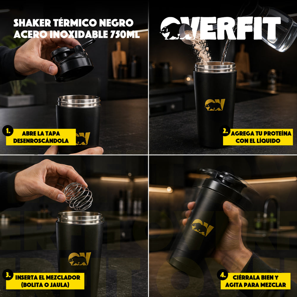 Shaker Termo proteina 750 ml mezclador negro