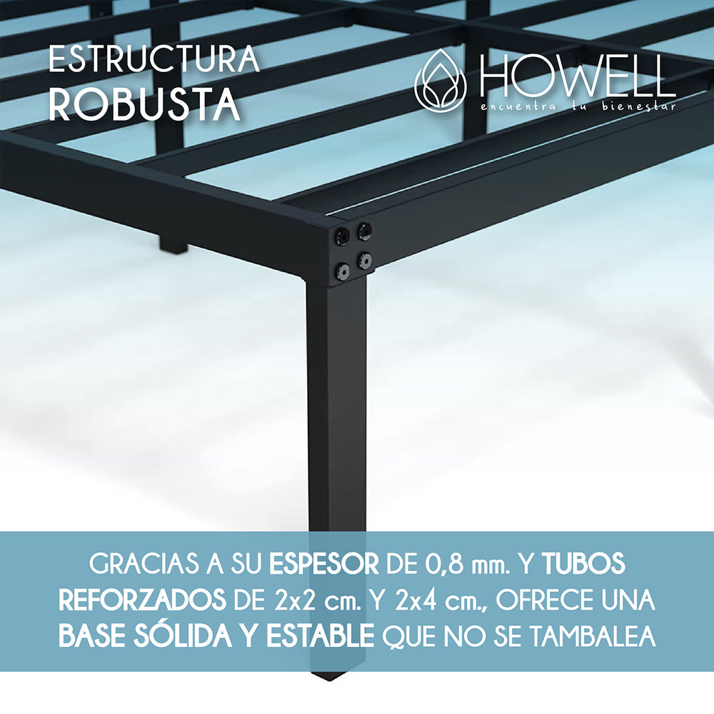 Base cama 1 plaza Howell 190x90x30 Acero Soporta 250kg