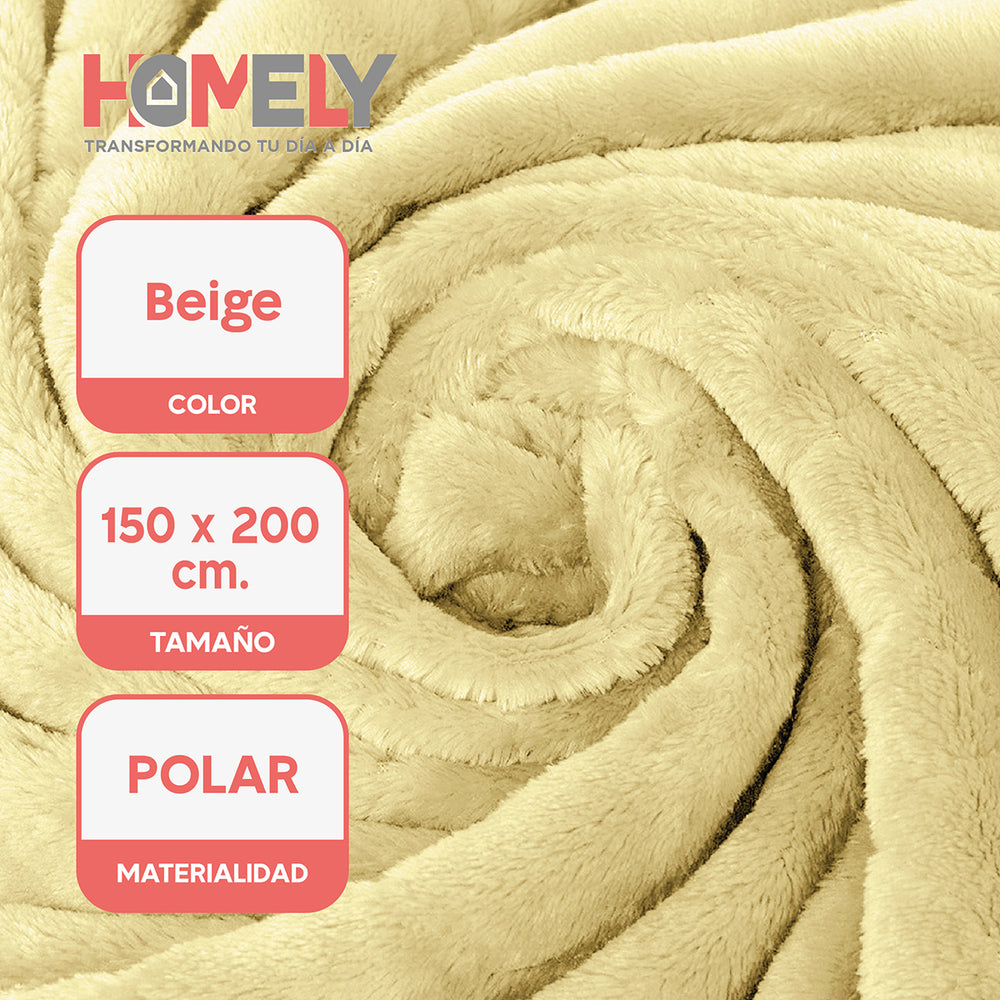 Frazada Polar Termica 2 Plazas Homely Manta 150x200cm Beige
