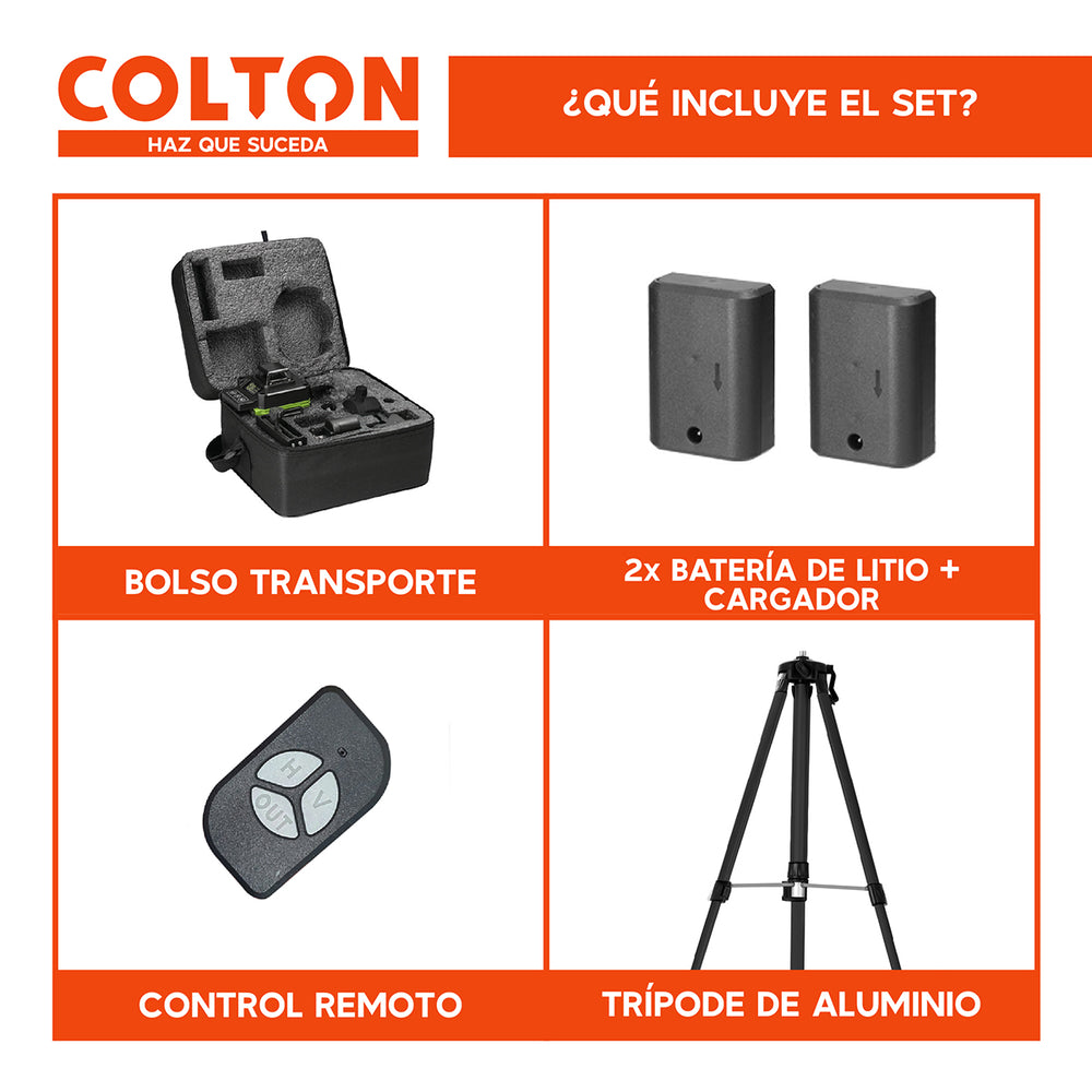 Nivel Láser 16 Líneas Colton Auto + 2 Baterías + Trípode